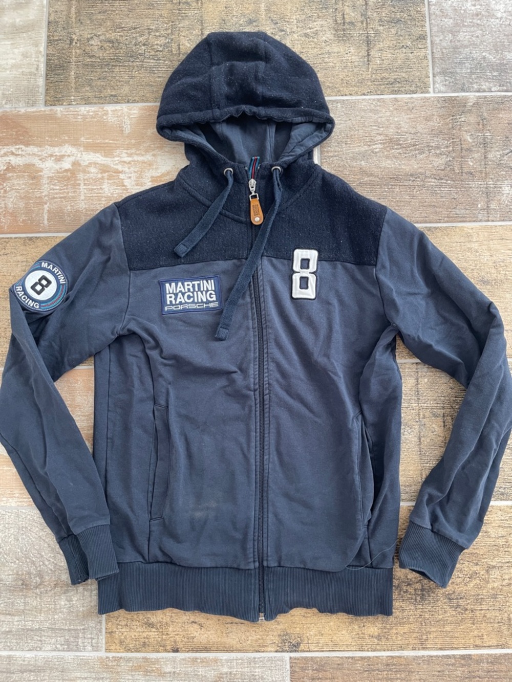 Martini Racing Porsche Mens Navy Blue Full Zip Hoodie Size XS